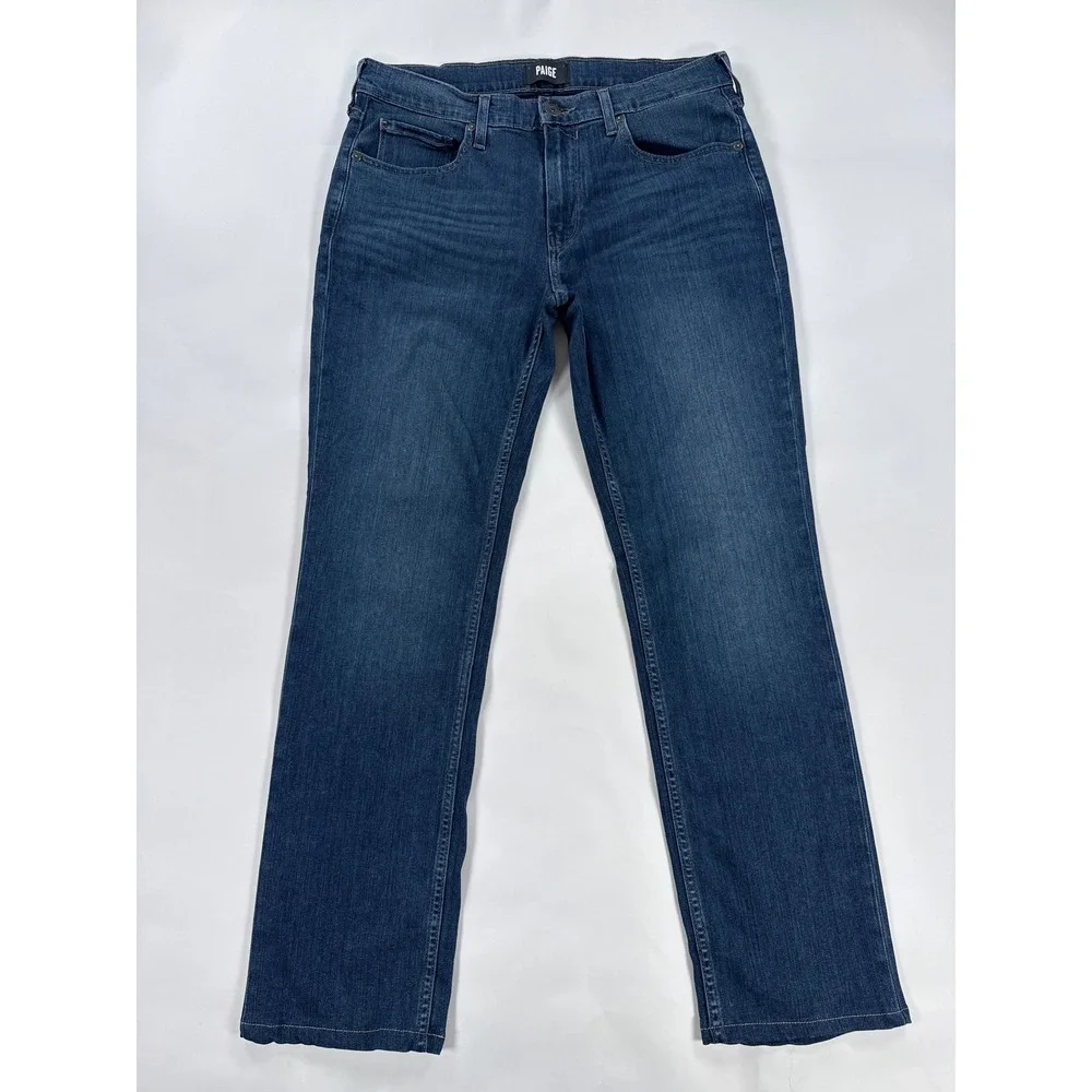 Paige Federal Slim Straight Jeans Mens 32 McGraw Blue Transcend Stretch Denim